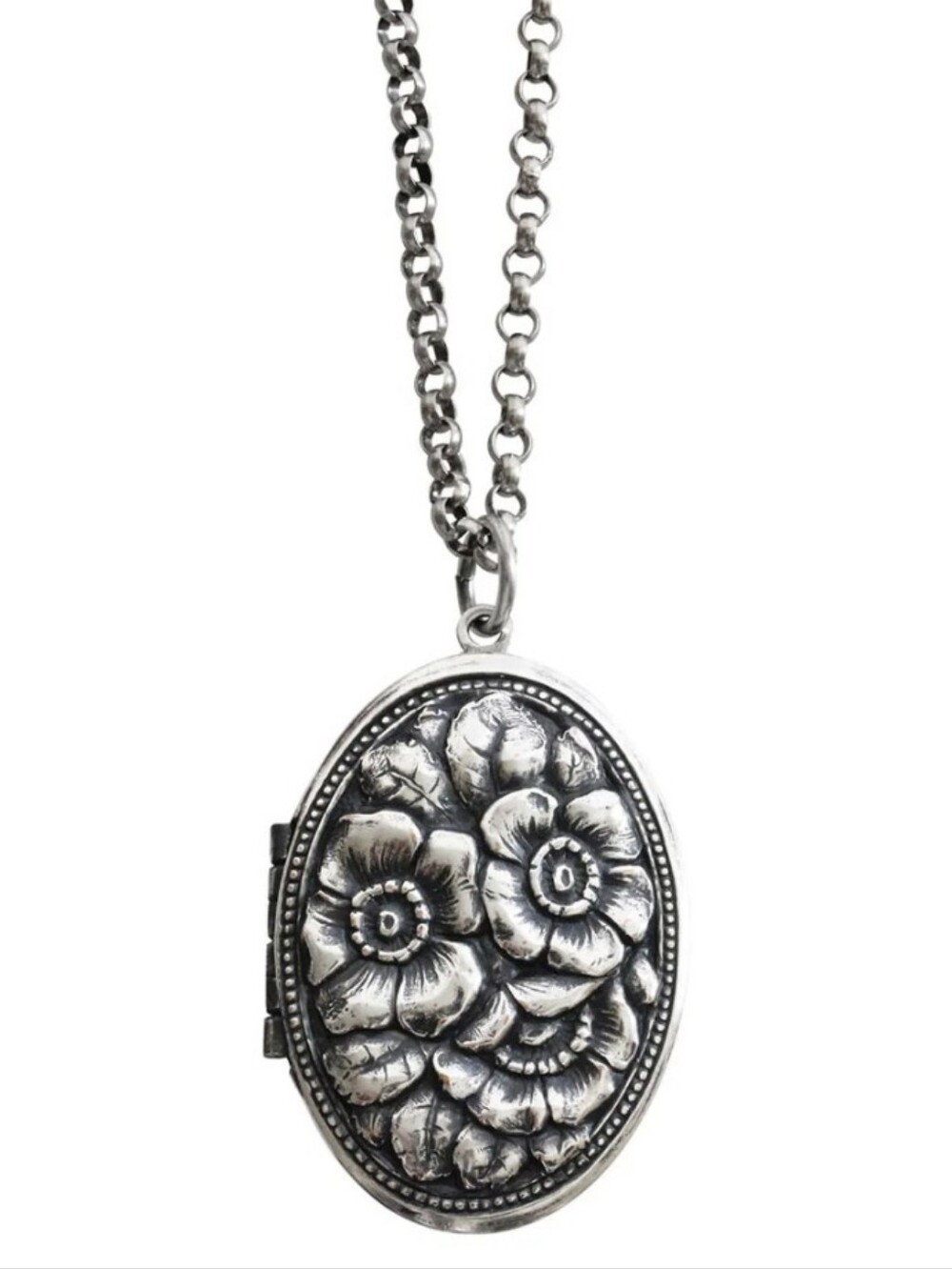 Catherine Popesco Silver Floral Locket Necklace